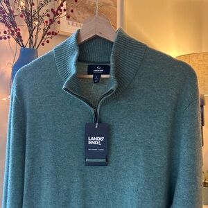 Lands' End Men's Cashmere Quarter Zip Sweater